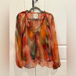 Johnny Was Radika Silk Sheer Blouse